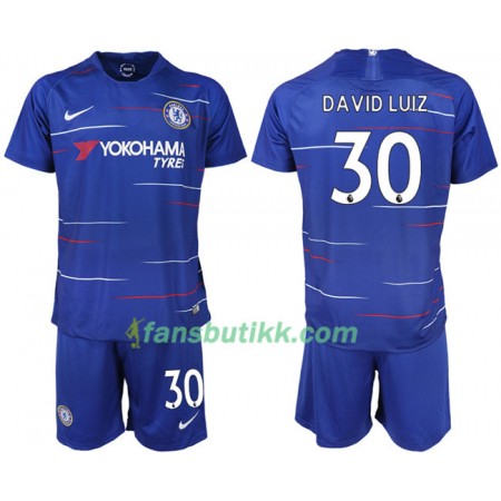 Fotballdrakt Chelsea DAVID LUIZ 30 Barn Hjemmetrøye 2018-2019 Kortermet